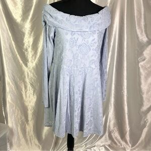 Wild Fable Women’s Light Blue Floral Off-Shoulder Fit & Flare Mini Dress L NWT